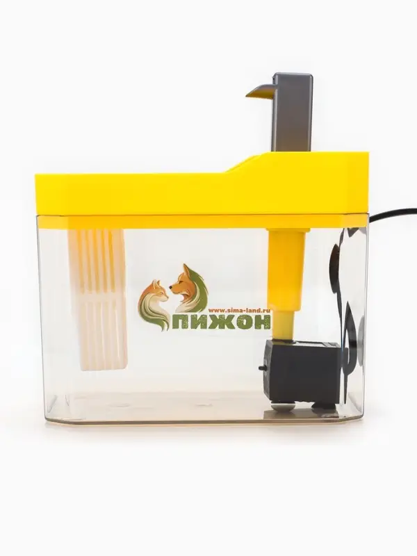 Фонтан для кошек и собак 1,5 л, 16,5 х 11,5 х 12 см, евророзетка, жёлтый