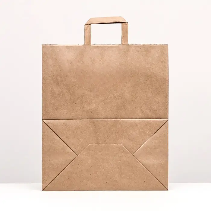 Пакет крафт без печати 32&times;18&times;32 см, плоская ручка