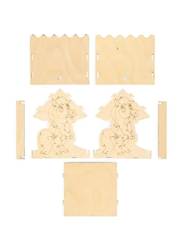 Кормушка для птиц дерево 18 x 16 x 15 см, Разобранная. "Лошадь"  Символ Года