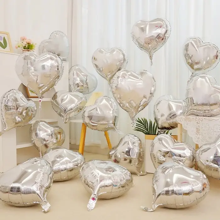 Воздушный шар фольгированный 18" &laquo;Сердце&raquo;, серебряный