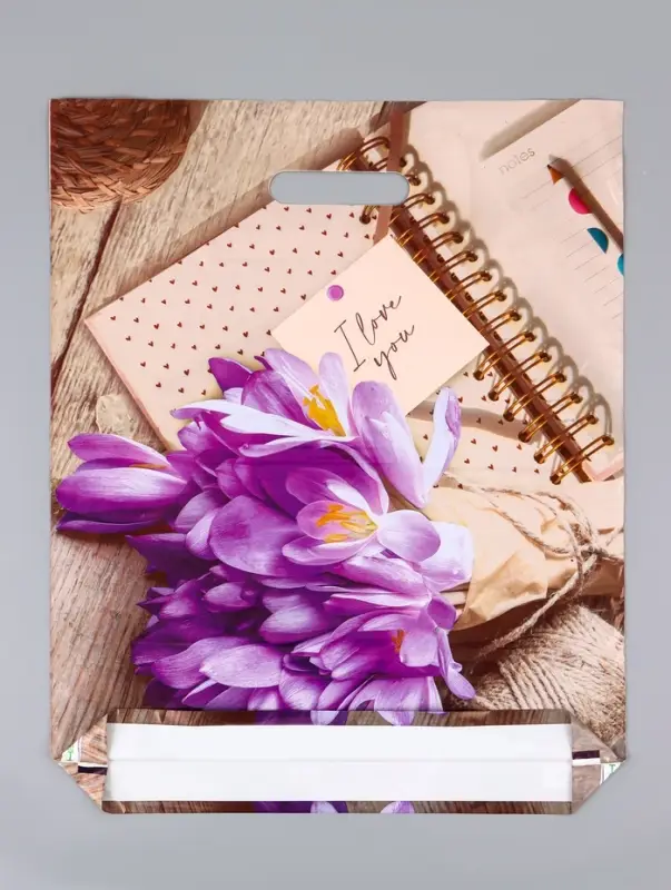 Пакет &laquo;Крокусы&raquo;, полиэтиленовый с вырубной ручкой, 37&times;46 см, 30 мкм