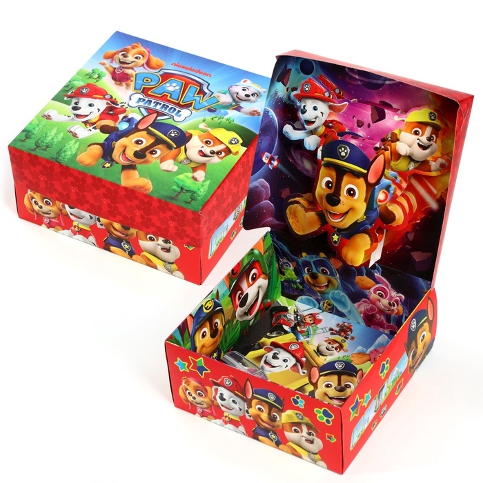 Подарочная коробка складная с 3Д, Щенячий патруль, 15х15х7 см
