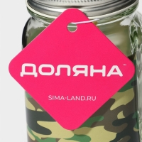 Кружка стеклянная Доляна &laquo;Милитари&raquo;, 450 мл, 10&times;7,5&times;13 см, с ручкой, крышкой и трубочкой