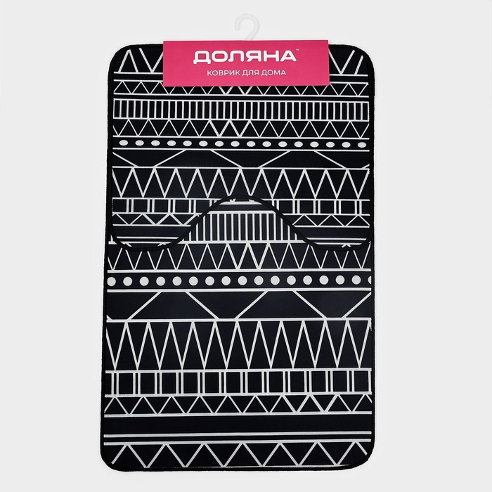 Набор ковриков для ванной и туалета Доляна &laquo;Марокканский&raquo;, 2 шт, 50&times;80, 40&times;50 см, цвет чёрно-белый