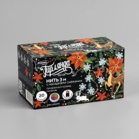 Гирлянда &laquo;Нить&raquo; 3 м с насадками &laquo;Снежинки большие&raquo;, IP20, прозрачная нить, 20 LED, батарейки AAх3 (нет в комплекте), свечение мульти