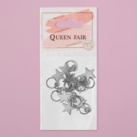 Пирсинг для волос &laquo;Звезда&raquo;, 2,8 &times; 1,3 см, 10 шт, цвет серебристый