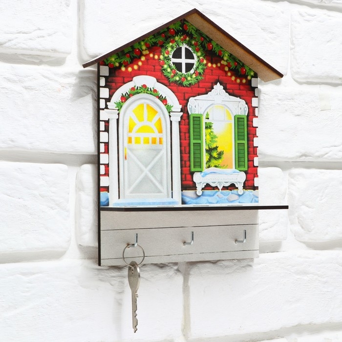 Ключница настенная новогодняя &laquo;Новогодний дом&raquo;, на Новый год