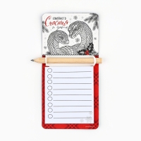 Магнит новогодний с блоком для записи и карандашом &laquo;Новый год: Семейного счастья&raquo;, 7 х 14,4 см