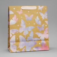 Пакет подарочный крафтовый вертикальный, упаковка, &laquo;Акварельный&raquo;, ML 23 х 27 х 11,5 см