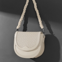 Ручка для сумки, канат, 60 &times; 1,5 см, с карабинами, цвет кремовый/серебряный