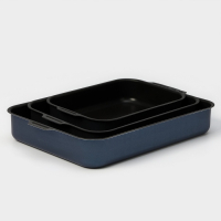 Набор противней &laquo;Лазоньера&raquo;, 3 предмета: 19&times;25 см, 23&times;30 см, 27&times;35 см, h=7 см, антипригарное покрытие, цвет синий