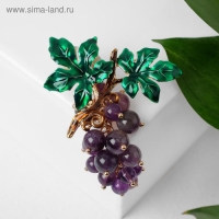 Брошь &laquo;Аметист&raquo; виноград, подвижные бусины, цвет зелёно-фиолетовый в золоте