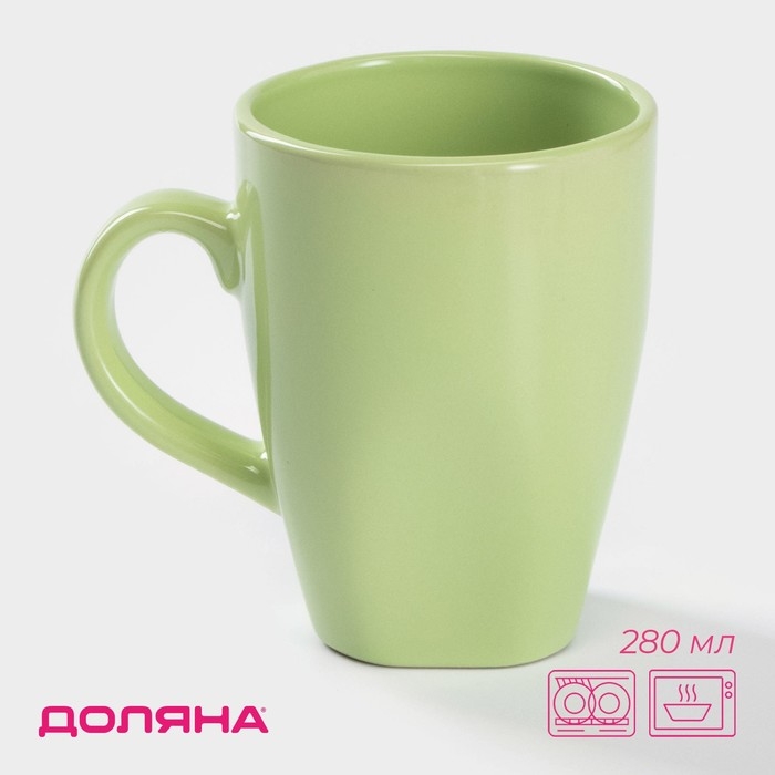 Кружка керамическая Доляна &laquo;Пастель&raquo;, 280 мл, цвет зелёный