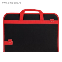 Папка для чертежей и рисунков для художников А3, 450 х 320 х 30 мм, с ручками, каркасная, текстильная, Estado, чёрная красный кант