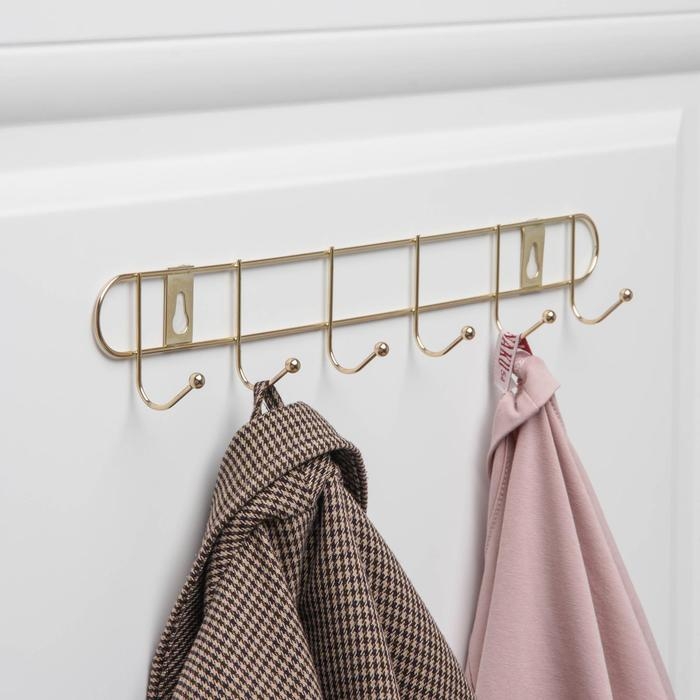 Вешалка настенная Доляна &laquo;Лайт&raquo;, 6 крючков , 33&times;5&times;3,5 см, золотая