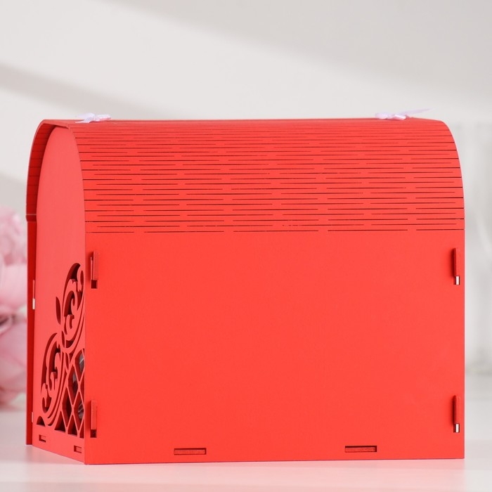 Семейный банк "Ажурный", со стразами, красно-белый, 23,5х17х20 см