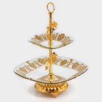 Этажёрка - фруктовница квадратная, 2 яруса, 29&times;29 см, 17&times;17 см, высота 43 см, стекло