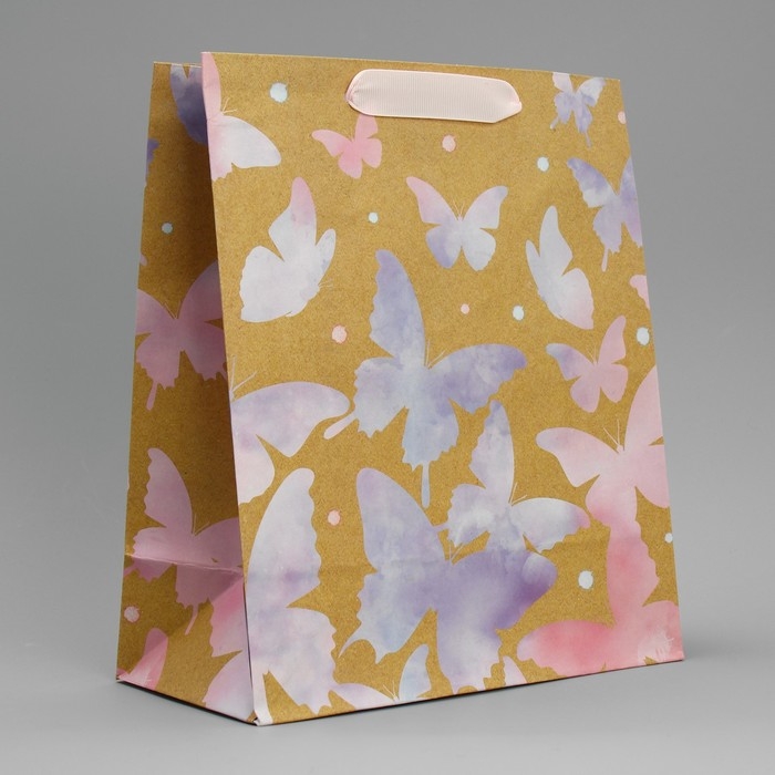 Пакет подарочный крафтовый вертикальный, упаковка, &laquo;Акварельный&raquo;, ML 23 х 27 х 11,5 см