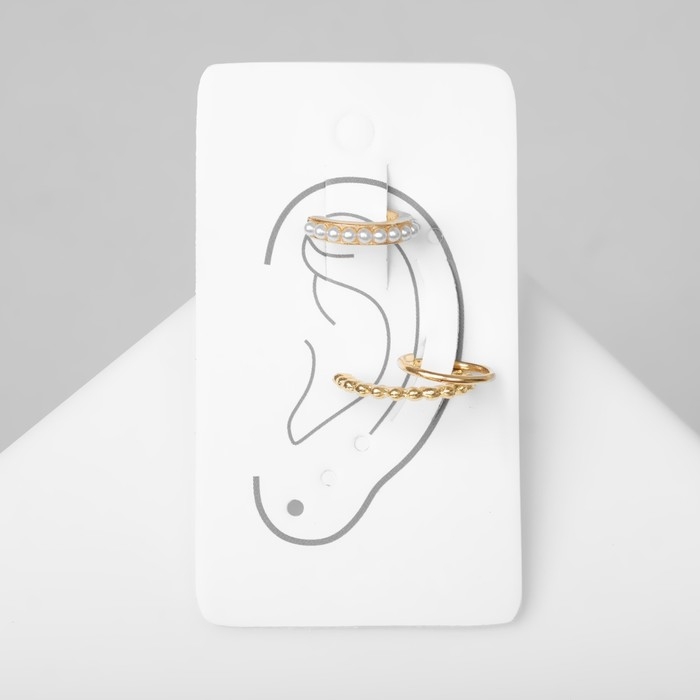 Серьги &laquo;Каффы&raquo; манжеты, набор 3 шт., цвет белый в золоте