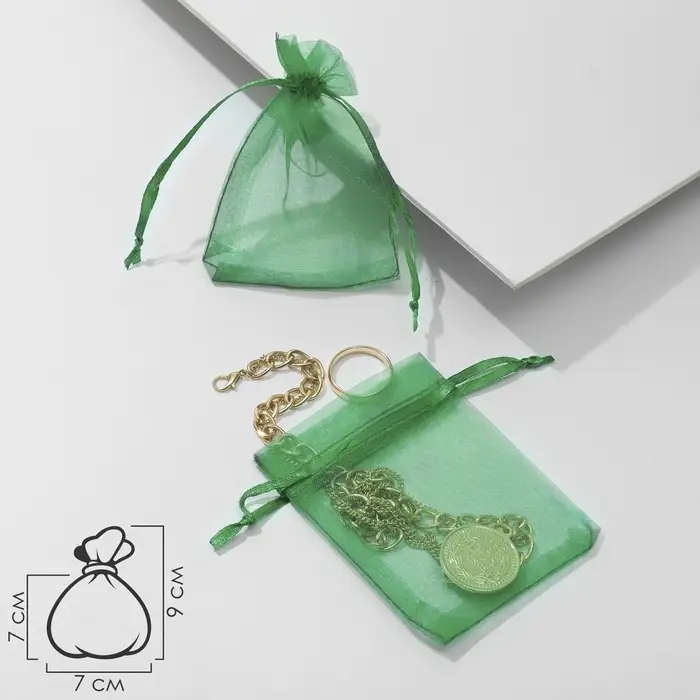 Набор мешочков подарочных 100шт. , 7*9 см, цвет тёмно-зелёный (1716477)