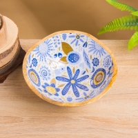 Салатник "Васильки" дерево манго 23х23х10,5 см