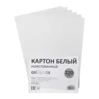 Картон белый А4, 6 листов, 220г/м2 Calligrata, немелованный, на скобе, ЭКОНОМ