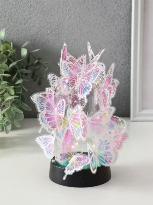 Сувенир пластик "Бабочки на колбе" LED 2хAG13 + наклейки бабочки 8,5х8,5х15 см