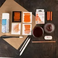 Сангина художественная светлая, ЗХК "Ладога", 3 штуки, в картонной коробке