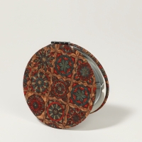 Зеркало складное &laquo;Орнамент&raquo;, d = 7,2 см, с увеличением, цвет коричневый/оранжевый