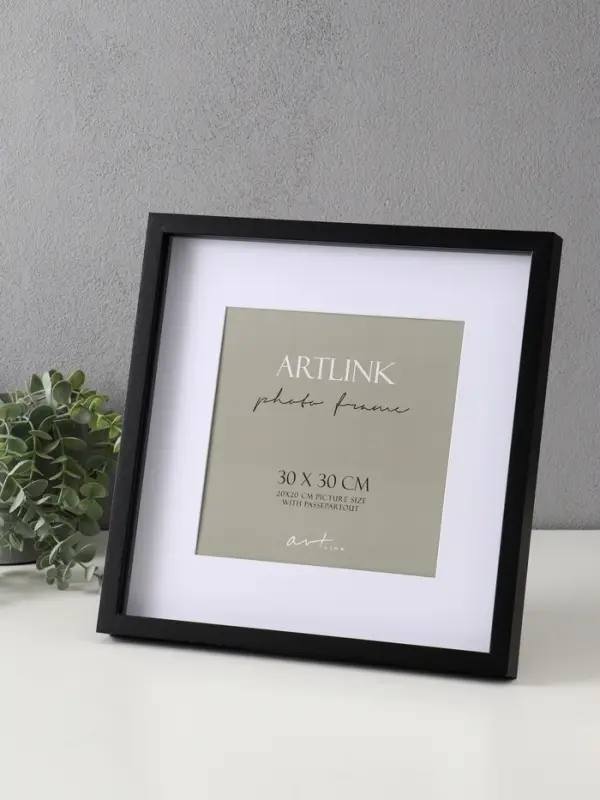 Фоторамка МДФ "Camila" 30х30 см, с паспарту (18х18 см), чёрный
