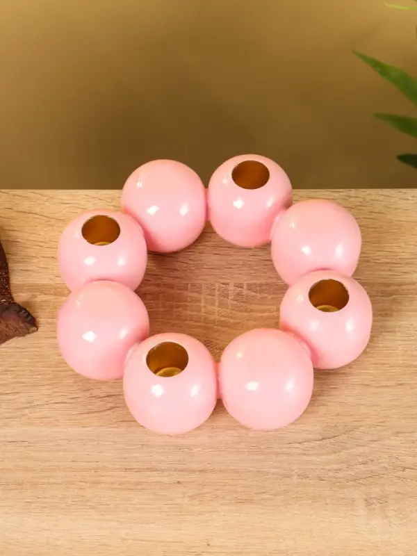 Подсвечник на 4 свечи "Бусы" с 8 сферами, зефир 19х19х5,5 см