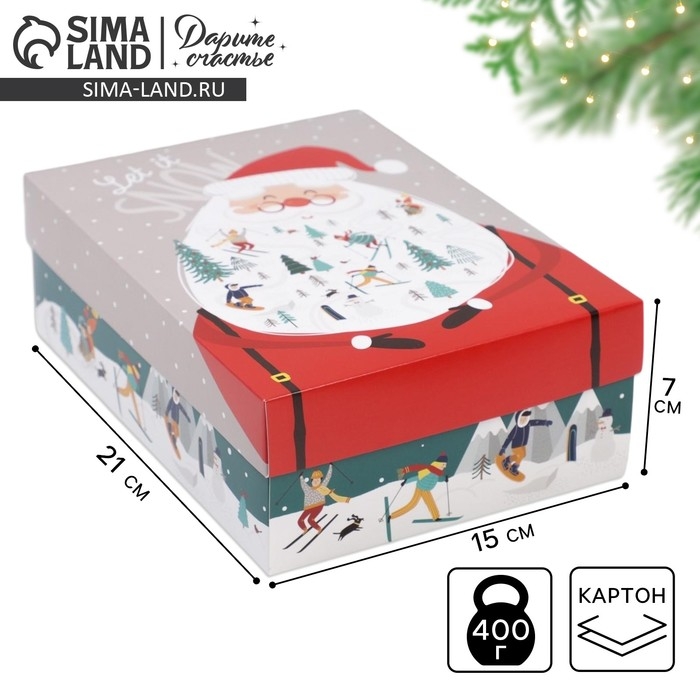 Коробка подарочная новогодняя складная &laquo;Новогодние истории&raquo;, 21 х 15 х 7 см, Новый год