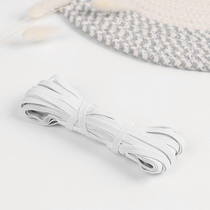 Резинка бельевая, 6 мм, 10 &plusmn; 1 м, цвет белый, цена за 1 штуку