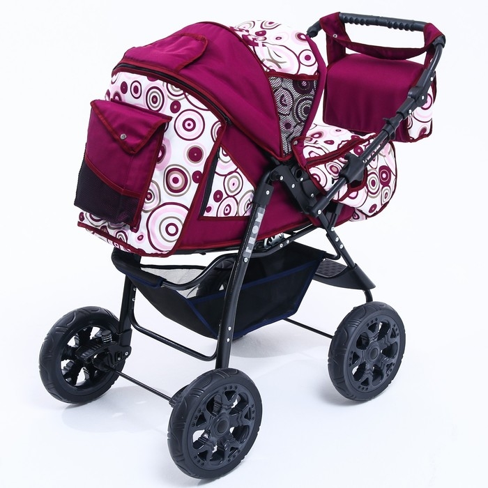 Коляска-трансформер &laquo;Гном&raquo;, пластиковые колёса, оттенки красного, рисунок МИКС