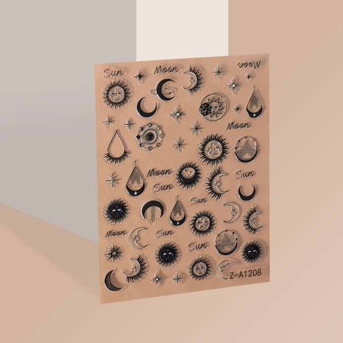 Наклейки для ногтей &laquo;MOON&raquo;, объёмные, цвет чёрный