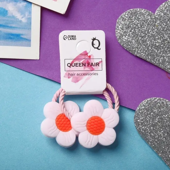 Резинка для волос "Крошка" (набор 2 шт) цветочек, белый