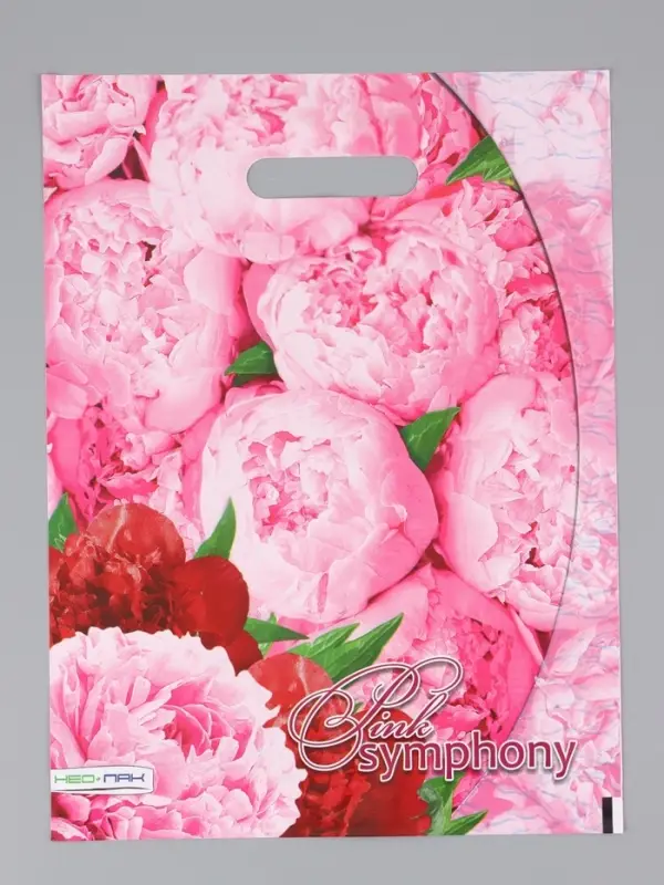 Пакет "Розовая симфония, полиэтиленовый с вырубной ручкой 30х40 см, 60 мкм