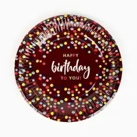 Тарелка одноразовая бумажная &laquo;Happy Birthday&raquo;, конфетти, 18 см