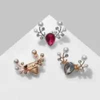 Брошь &laquo;Олень&raquo; жемчужные рога (неделимая фасовка 12 шт., цена за шт.), цвет МИКС