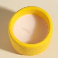 Свеча в вулканическом подсвечнике "Изгиб" жёлтая 8,3х8,5х7 см