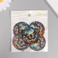 Декор для творчества дерево "Цветочная бабочка. Витраж" 4,6х4,6х0,3 см