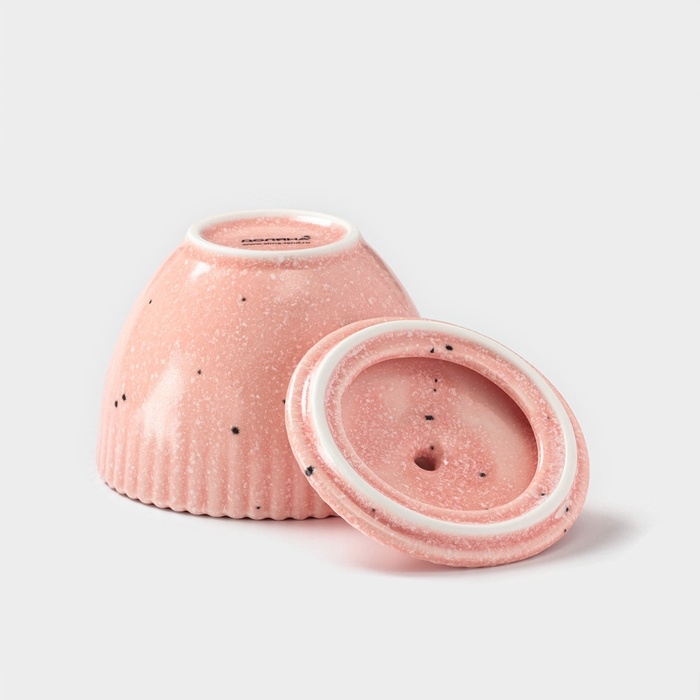 Сахарница Доляна &laquo;Коралл&raquo;, 600 мл, d=10,1 см, фарфор, розовая