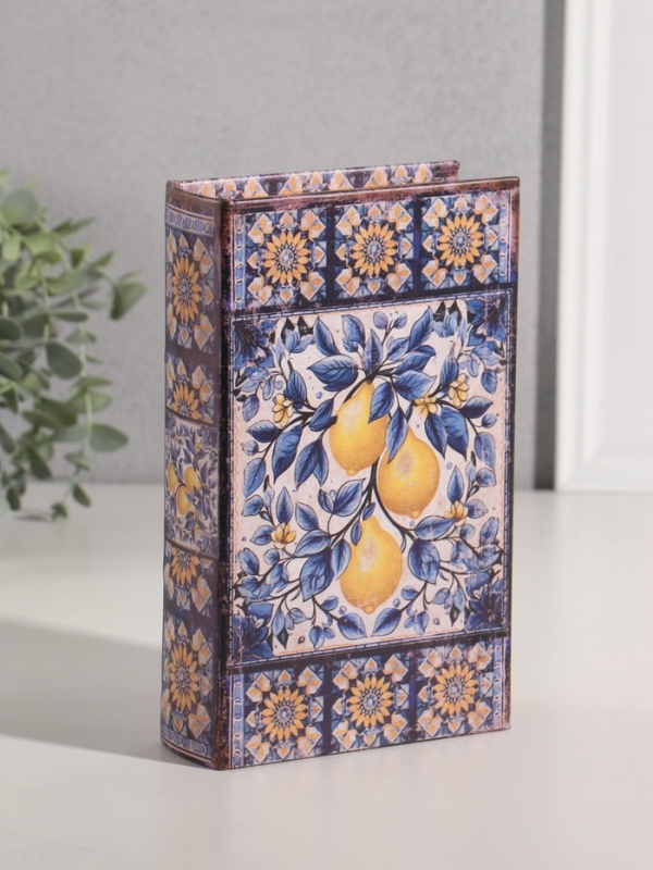 Сейф-книга дерево кожзам "Лимоны и подсолнухи" 21х13х5 см