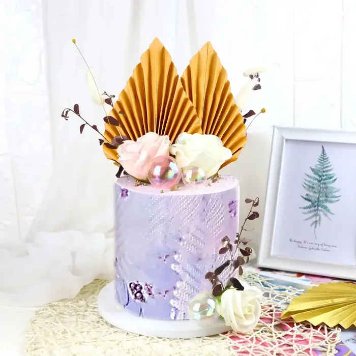 Топпер для торта &laquo;Перо&raquo;, набор 2 шт., золотой