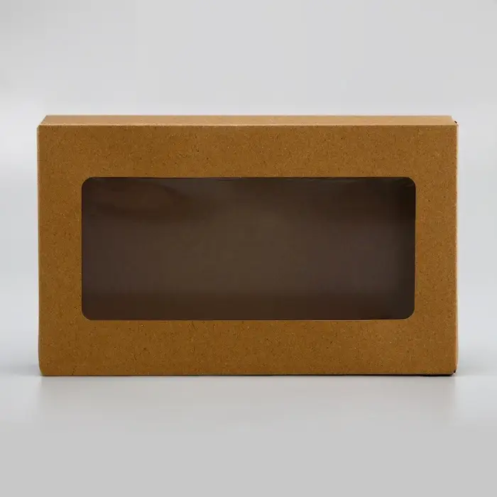 Упаковка для продуктов, крафт с окном, 23&times;14&times;6 см, 1.9 л