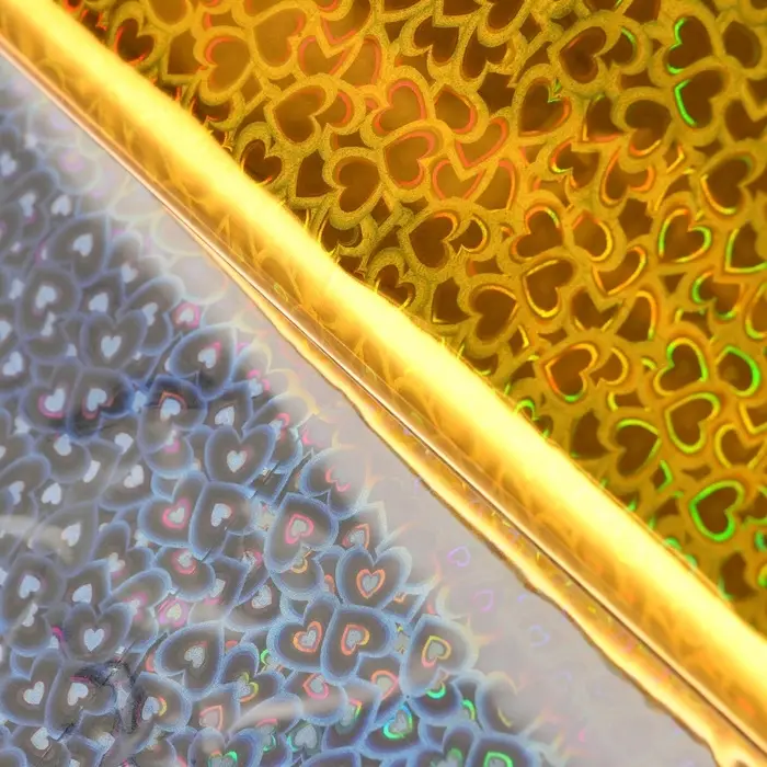 Пленка голографическая, &laquo;Сердечки&raquo;, золотая, 70 см &times; 1 м