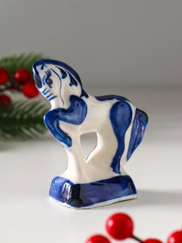 Сувенир "Конь  Щеголь", 9х5 см, гжель