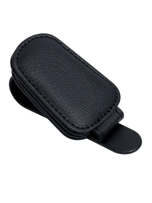 Держатель для очков автомобильный, кожаный, черный