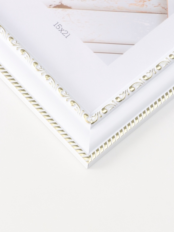Фоторамка пластик "МИРАМ" 15х21 см, белый с золотом
