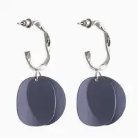 Серьги "Лепесточки на кольце", цвет серый в серебре